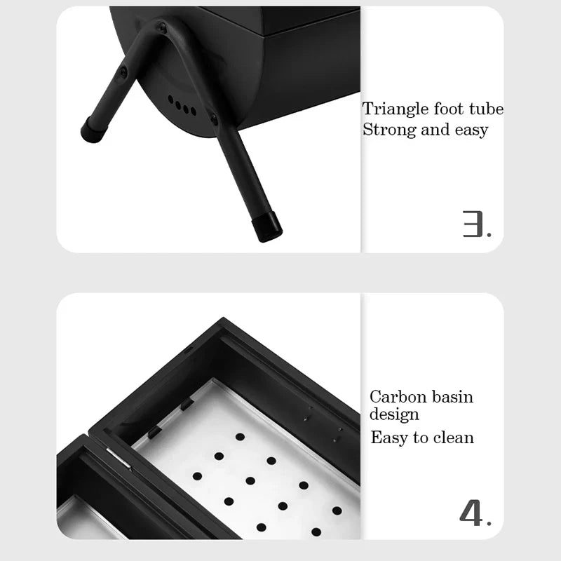 KTX-221779 Portable Smokeless Charcoal Barbecue Grill - Black and Green, Easy to Assemble, Ideal for Outdoor Camping, 4-5 People