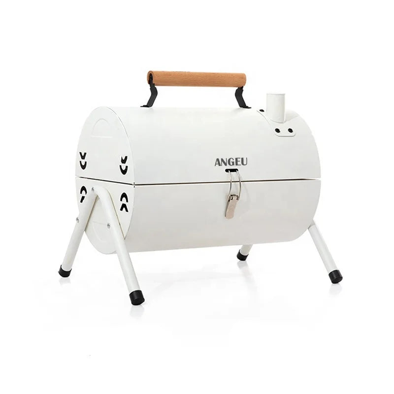 KTX-221779 Portable Smokeless Charcoal Barbecue Grill - Black and Green, Easy to Assemble, Ideal for Outdoor Camping, 4-5 People