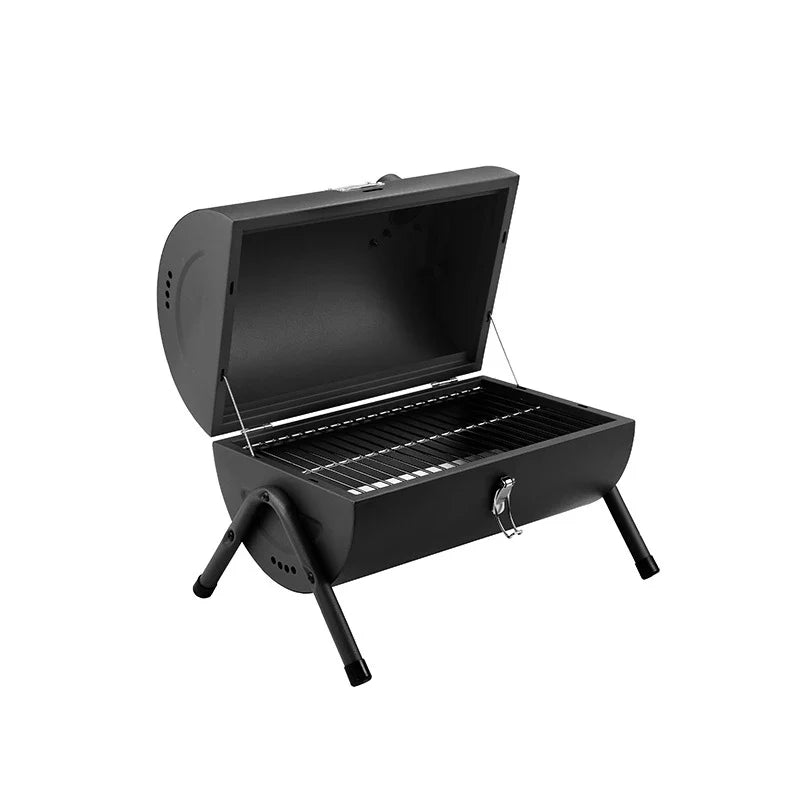 KTX-221779 Portable Smokeless Charcoal Barbecue Grill - Black and Green, Easy to Assemble, Ideal for Outdoor Camping, 4-5 People