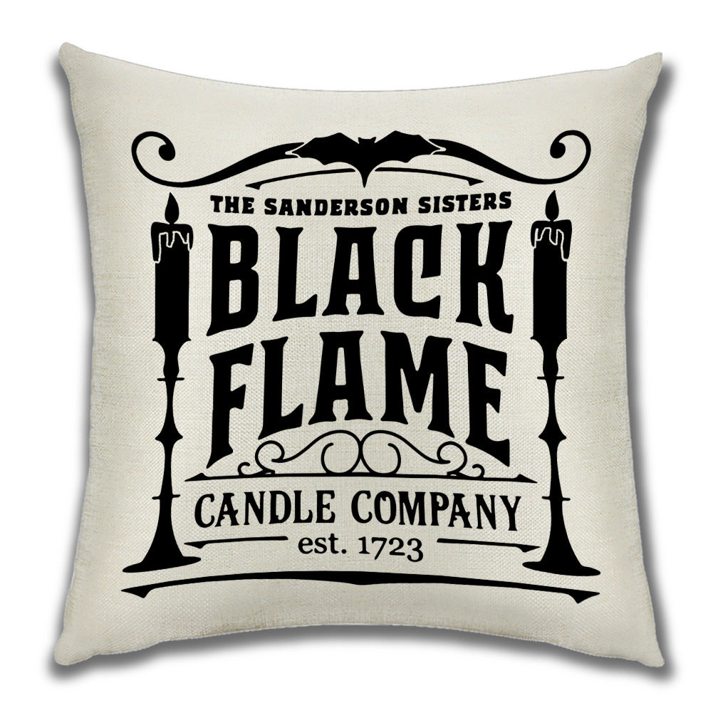 KTX-222099 Cartoon Pumpkin Castle Linen Cushion Cover for Home and Outdoor Decor, 45x45cm