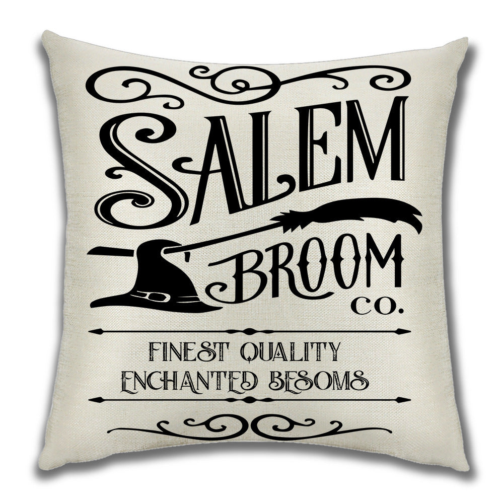 KTX-222099 Cartoon Pumpkin Castle Linen Cushion Cover for Home and Outdoor Decor, 45x45cm