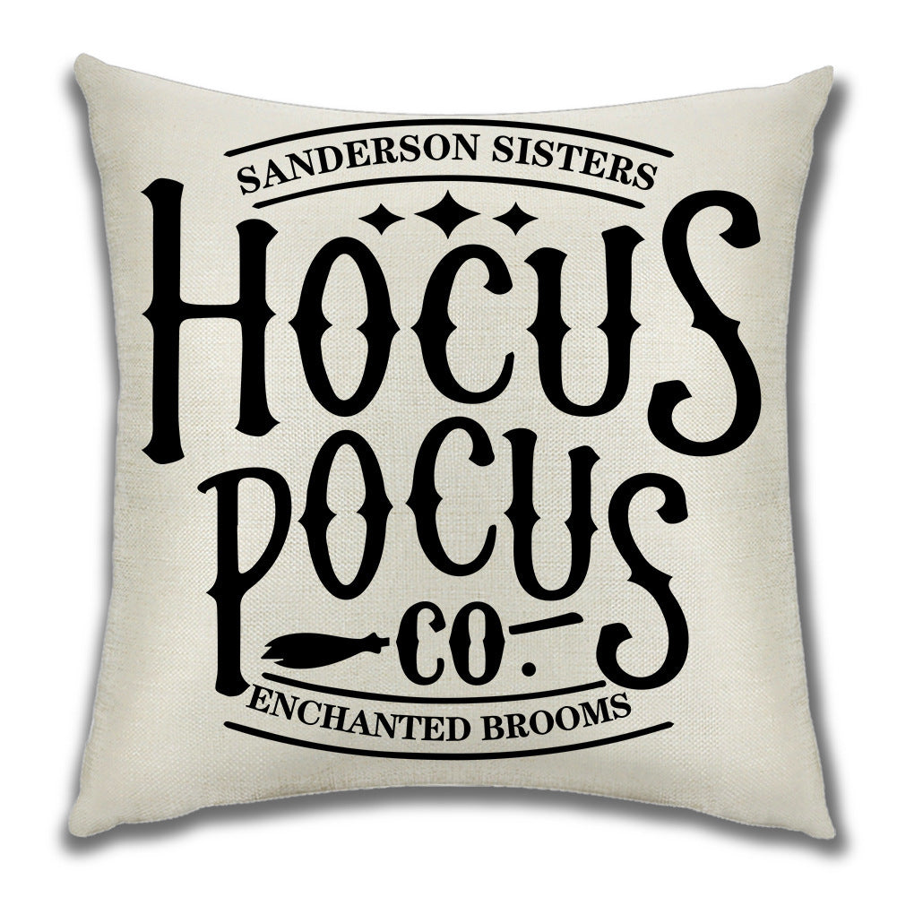 KTX-222099 Cartoon Pumpkin Castle Linen Cushion Cover for Home and Outdoor Decor, 45x45cm