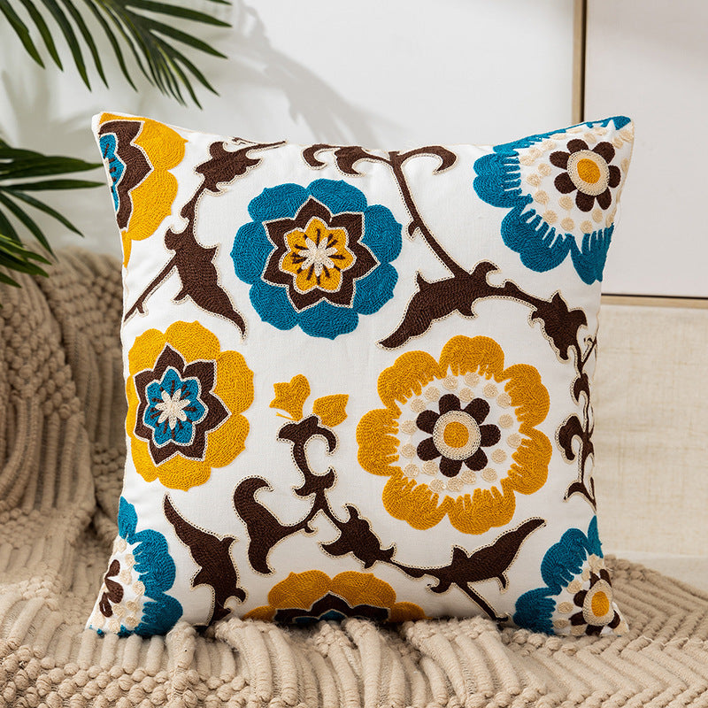 KTX-222227 Pastoral Floral Embroidered Cushion Cover 45x45CM - Nordic Style