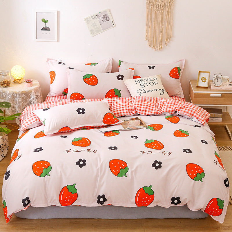 KTX-222419 Washed Cotton Cartoon Anime Four-Piece Bedding Set in Multiple Sizes
