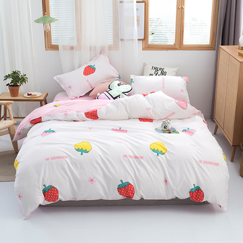 KTX-222419 Washed Cotton Cartoon Anime Four-Piece Bedding Set in Multiple Sizes