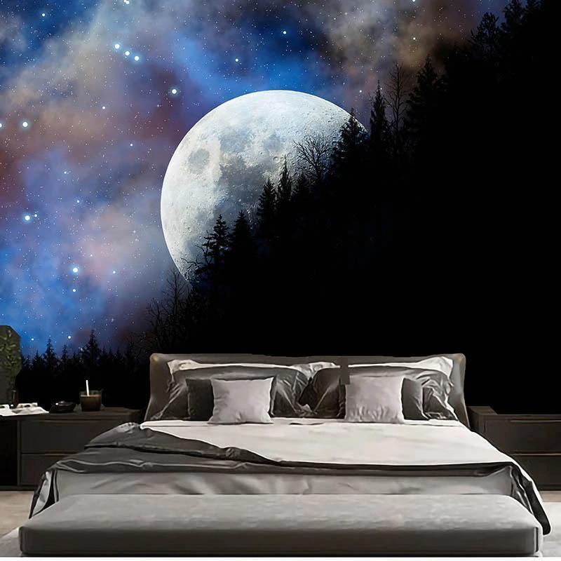 KTX-223123 Dark Side Moon Landscape Tapestry – Multifunctional Wall Hanging and Sitting Carpet