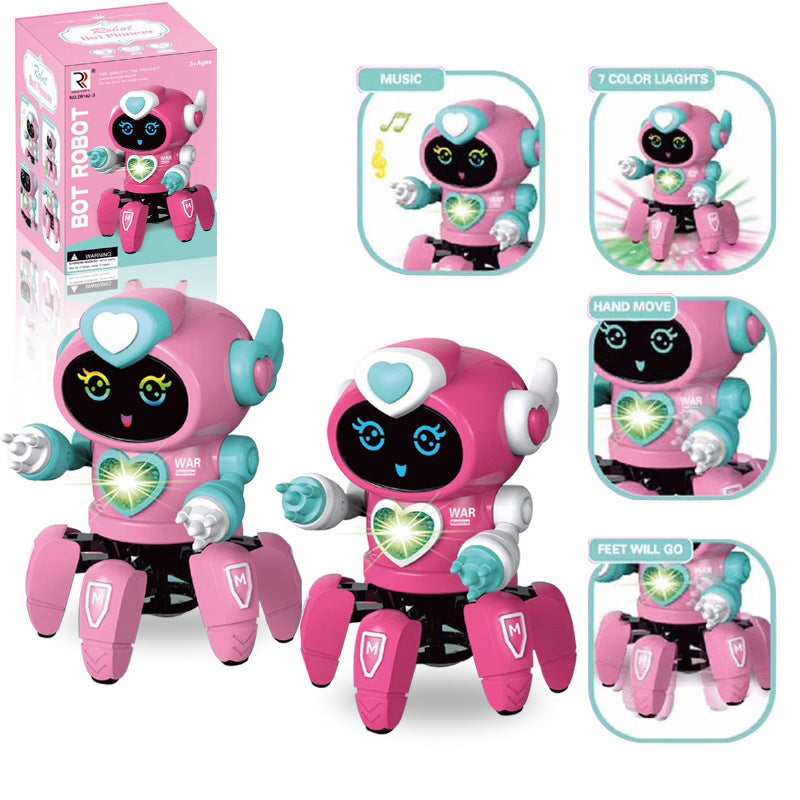 KTX-224275 Interactive Six-Claw Dancing Robot with LED Lights and Music for Kids