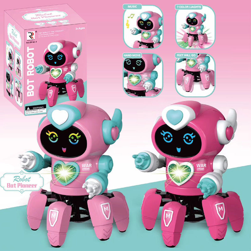 KTX-224275 Interactive Six-Claw Dancing Robot with LED Lights and Music for Kids