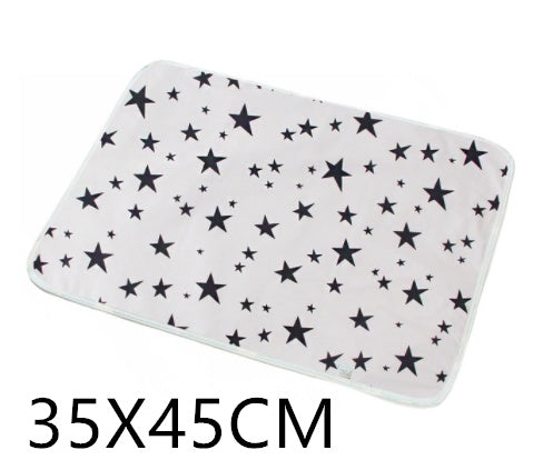KTX-224403 Waterproof Breathable Cotton Changing Pad with EVA Backing - 60x75cm Black Stars Pattern