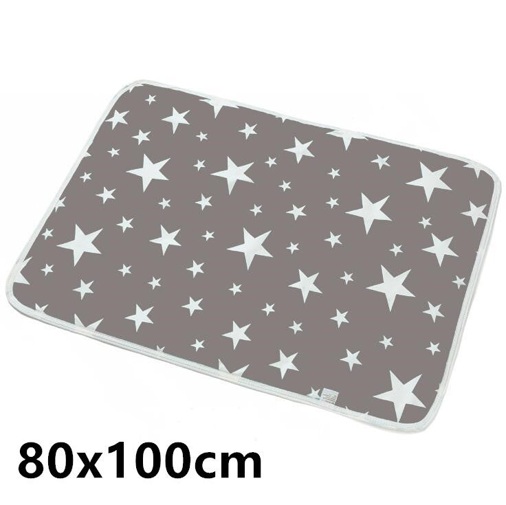 KTX-224403 Waterproof Breathable Cotton Changing Pad with EVA Backing - 60x75cm Black Stars Pattern