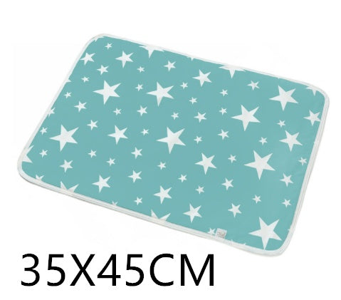 KTX-224403 Waterproof Breathable Cotton Changing Pad with EVA Backing - 60x75cm Black Stars Pattern