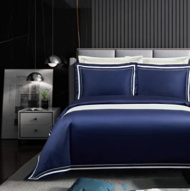 KTX-224531 Cotton Solid Color Quilted Bed Cover Set - Four-Piece Bedding Collection