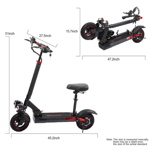 KTX-224595 Foldable Electric Scooter 48V 15Ah, 800W Motor, 55km Range, Off-Road Tires, Dual Suspension