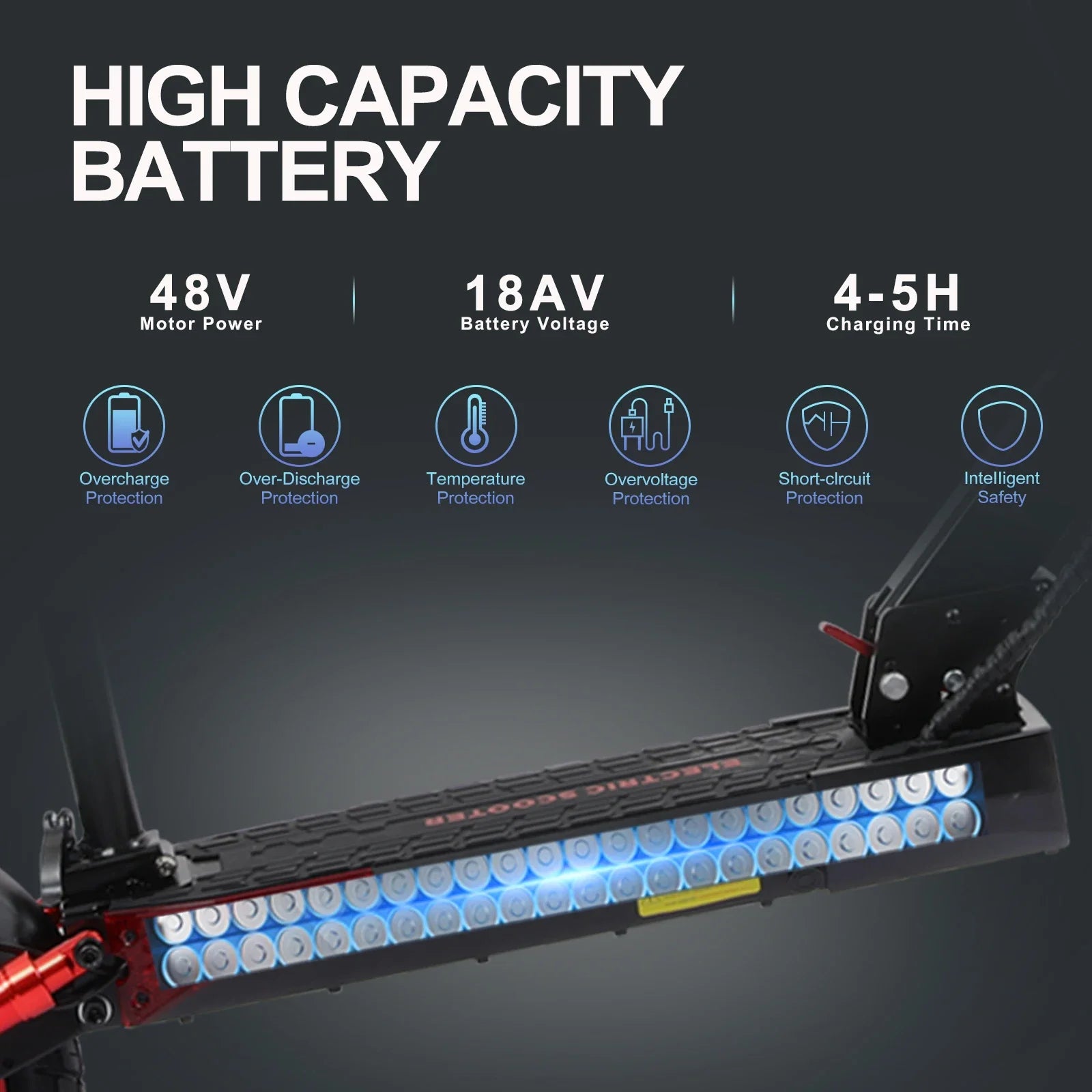 KTX-224595 Foldable Electric Scooter 48V 15Ah, 800W Motor, 55km Range, Off-Road Tires, Dual Suspension
