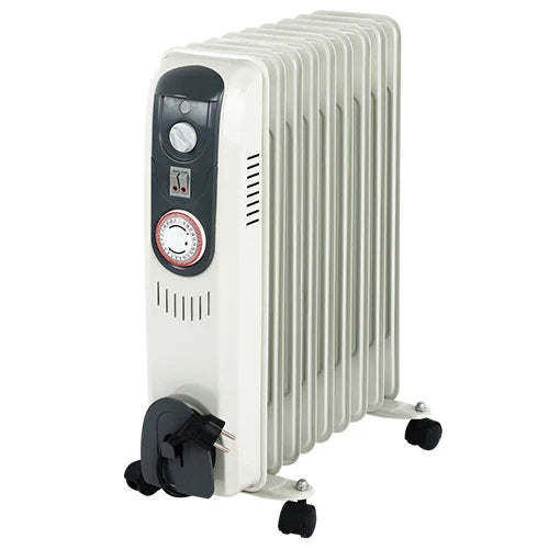 KTX-225491 Portable Oil-Filled Electric Heater with Adjustable Thermostat and Tip-Over Protection, 1000-3000W, Ideal for Indoor Use