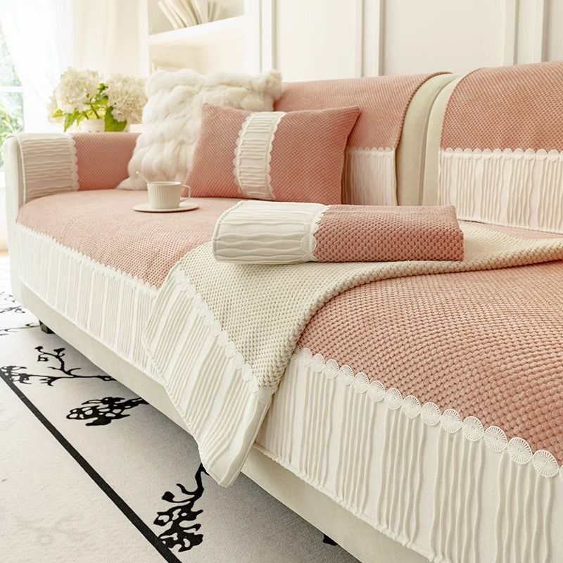 KTX-229075 Universal Leather Sofa Cover in Plush Material – Solid Color Options Available