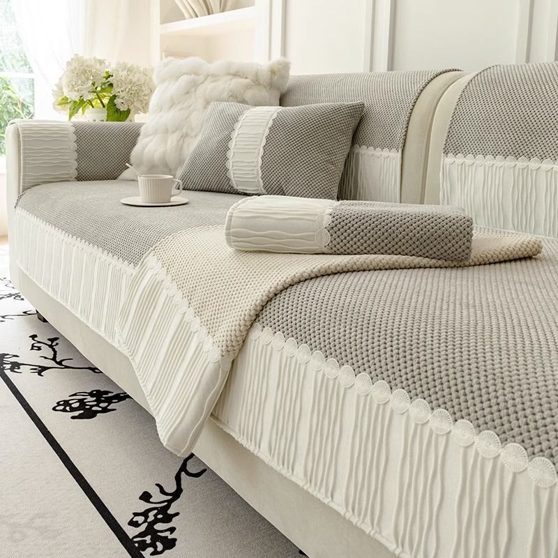 KTX-229075 Universal Leather Sofa Cover in Plush Material – Solid Color Options Available