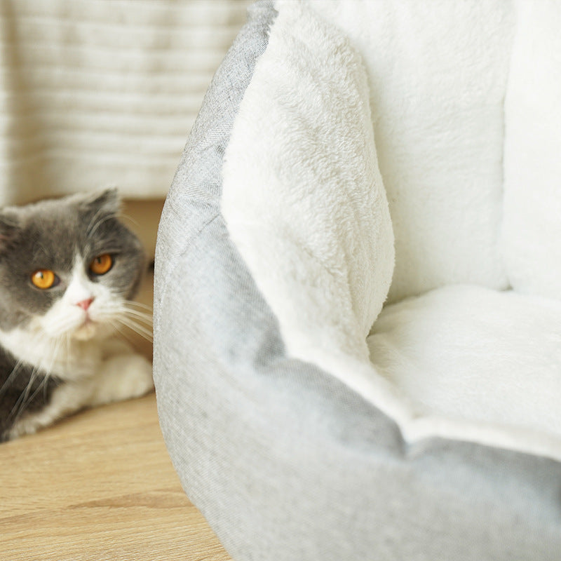 KTX-229459 Cozy Gray Enclosed Space Capsule Cat House for Comfort and Privacy