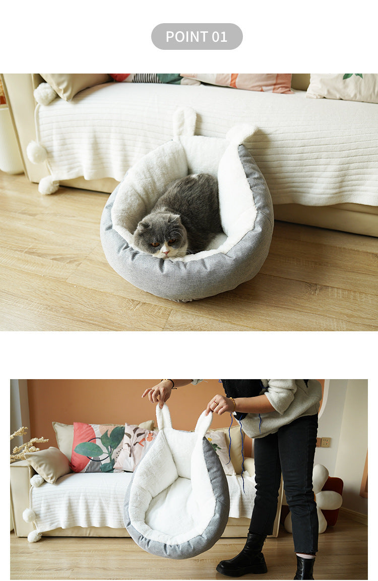 KTX-229459 Cozy Gray Enclosed Space Capsule Cat House for Comfort and Privacy