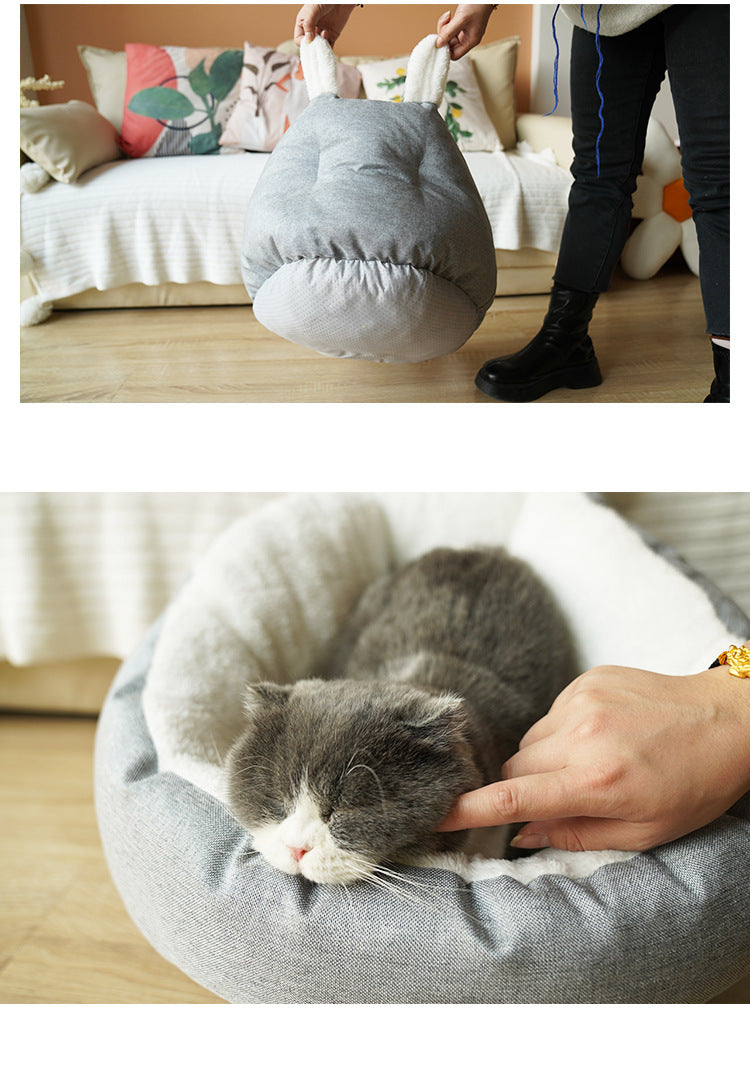 KTX-229459 Cozy Gray Enclosed Space Capsule Cat House for Comfort and Privacy