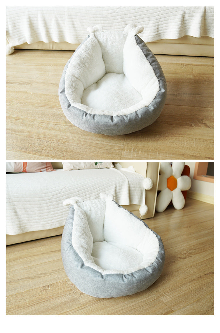 KTX-229459 Cozy Gray Enclosed Space Capsule Cat House for Comfort and Privacy