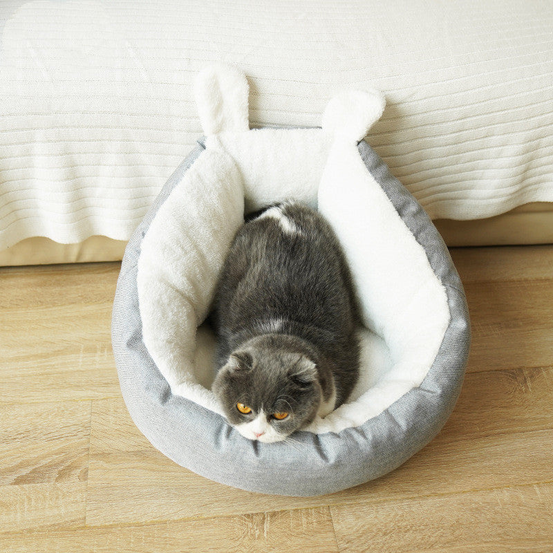 KTX-229459 Cozy Gray Enclosed Space Capsule Cat House for Comfort and Privacy