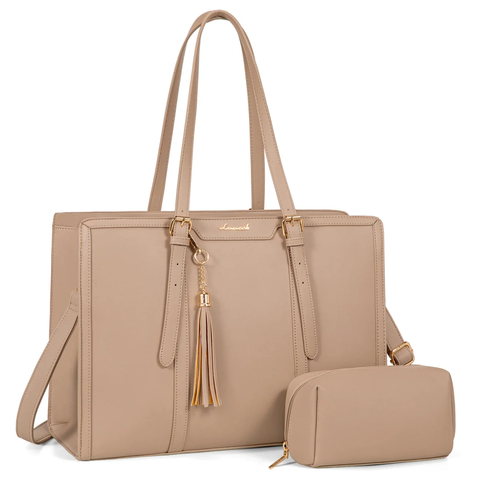 KTX-229715 Stylish 2-Piece Set PU Leather and Canvas Tote Bag for School, Shopping, and Casual Use, Versatile Crossbody and Shoulder Design for Women