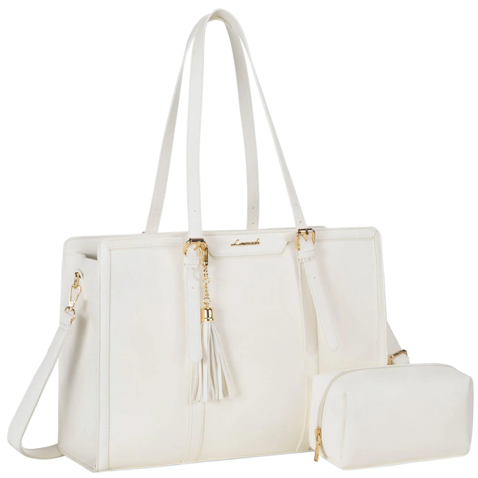 KTX-229715 Stylish 2-Piece Set PU Leather and Canvas Tote Bag for School, Shopping, and Casual Use, Versatile Crossbody and Shoulder Design for Women