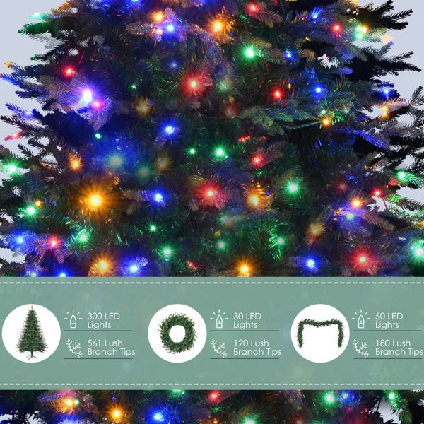 KTX-229779 6FT Pre-Lit Aspen Fir Artificial Christmas Tree with 380 Multi-Color LED Lights