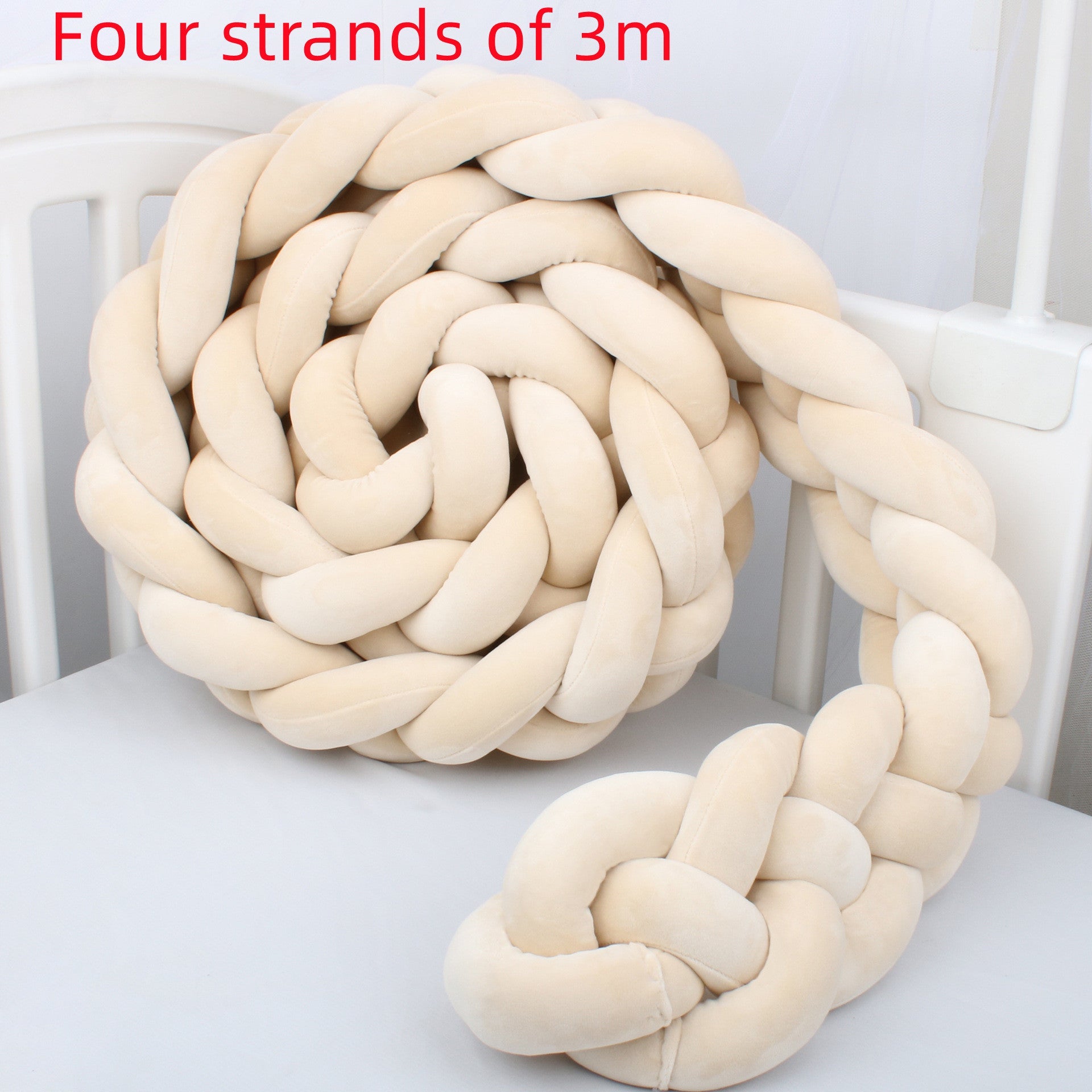 KTX-230099 Braided Crib Bumper Knot Pillow Cushion - Multi-Use Bedding Decor for Babies