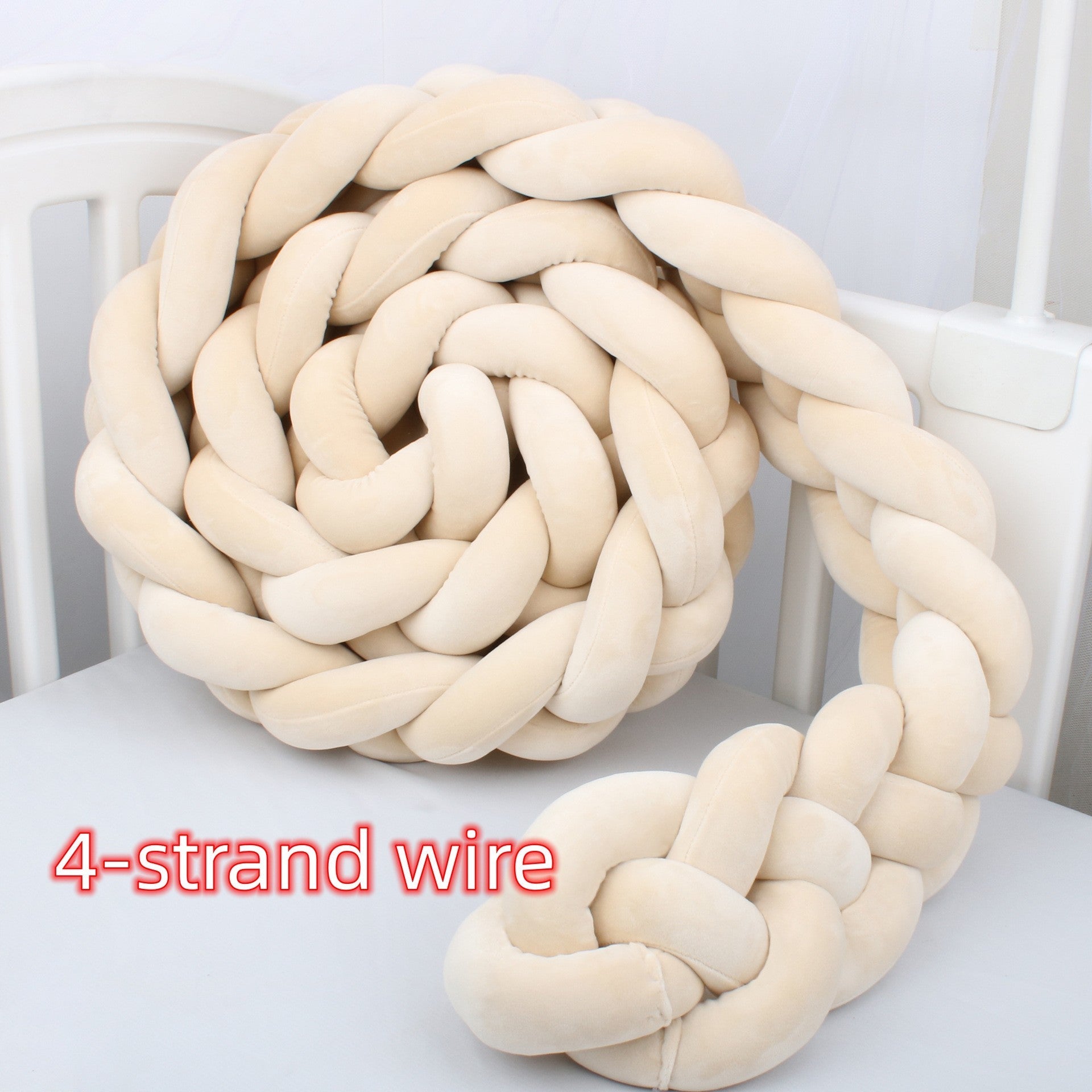 KTX-230099 Braided Crib Bumper Knot Pillow Cushion - Multi-Use Bedding Decor for Babies