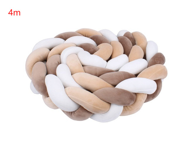 KTX-230099 Braided Crib Bumper Knot Pillow Cushion - Multi-Use Bedding Decor for Babies