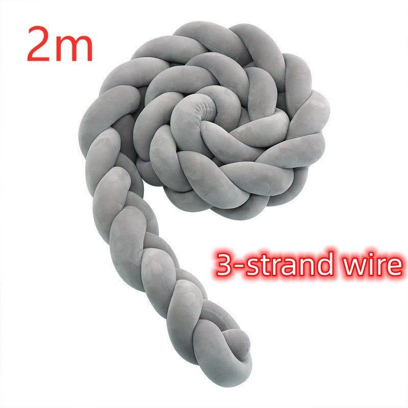 KTX-230099 Braided Crib Bumper Knot Pillow Cushion - Multi-Use Bedding Decor for Babies