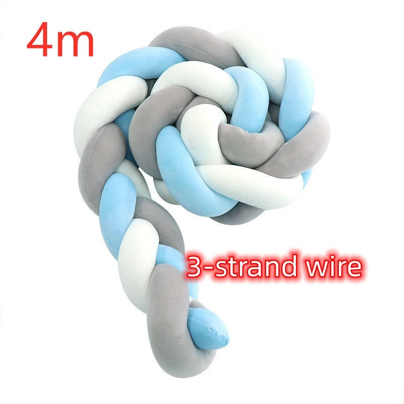 KTX-230099 Braided Crib Bumper Knot Pillow Cushion - Multi-Use Bedding Decor for Babies