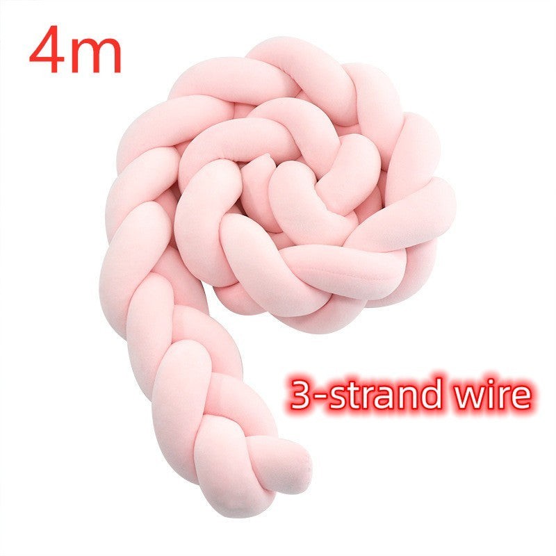KTX-230099 Braided Crib Bumper Knot Pillow Cushion - Multi-Use Bedding Decor for Babies