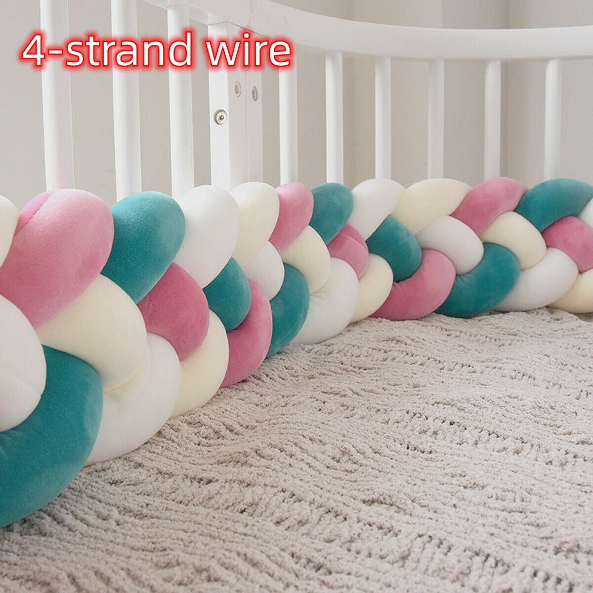 KTX-230099 Braided Crib Bumper Knot Pillow Cushion - Multi-Use Bedding Decor for Babies