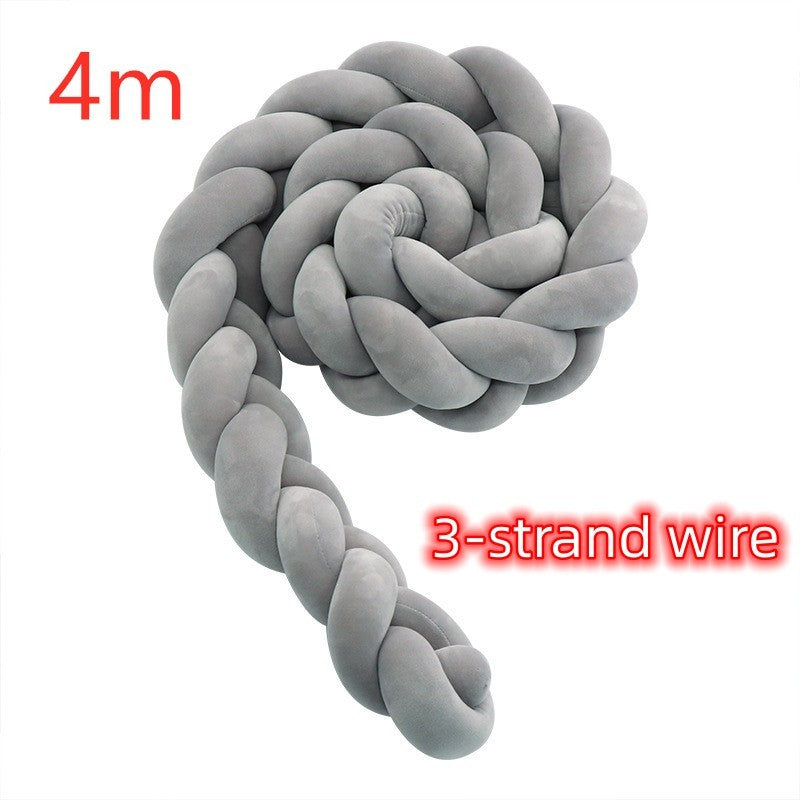 KTX-230099 Braided Crib Bumper Knot Pillow Cushion - Multi-Use Bedding Decor for Babies
