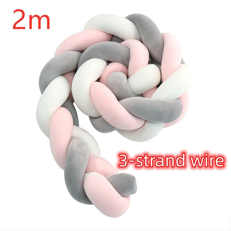 KTX-230099 Braided Crib Bumper Knot Pillow Cushion - Multi-Use Bedding Decor for Babies