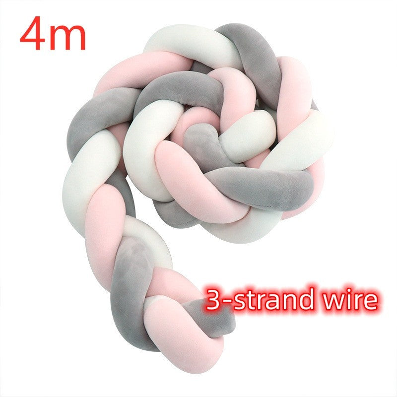 KTX-230099 Braided Crib Bumper Knot Pillow Cushion - Multi-Use Bedding Decor for Babies