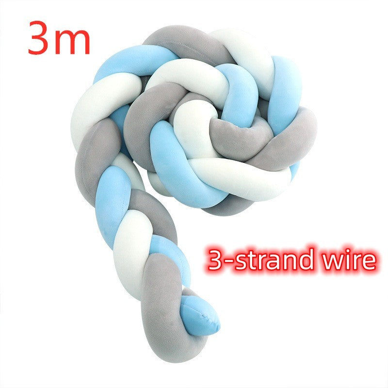KTX-230099 Braided Crib Bumper Knot Pillow Cushion - Multi-Use Bedding Decor for Babies