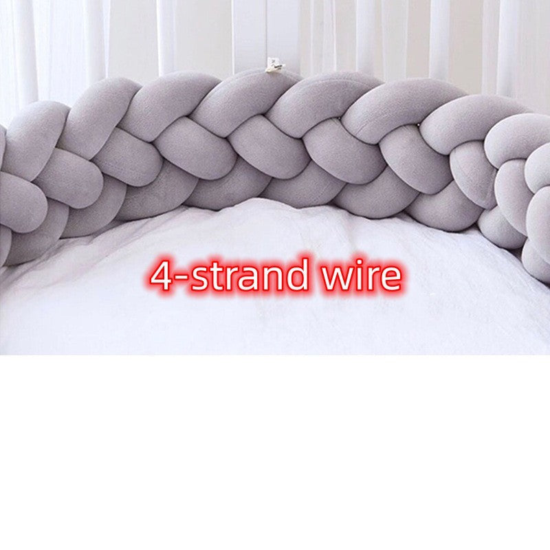 KTX-230099 Braided Crib Bumper Knot Pillow Cushion - Multi-Use Bedding Decor for Babies