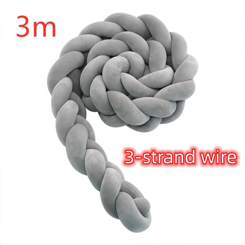 KTX-230099 Braided Crib Bumper Knot Pillow Cushion - Multi-Use Bedding Decor for Babies