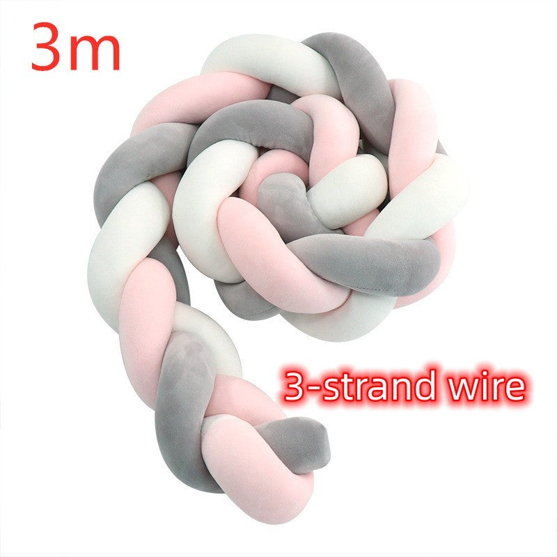 KTX-230099 Braided Crib Bumper Knot Pillow Cushion - Multi-Use Bedding Decor for Babies