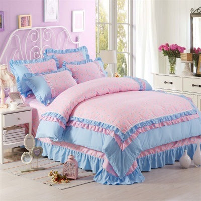 KTX-230163 Pure Cotton Princess Wind Four-Piece Bedding Set for 1.5m, 1.8m, and 2.0m Beds