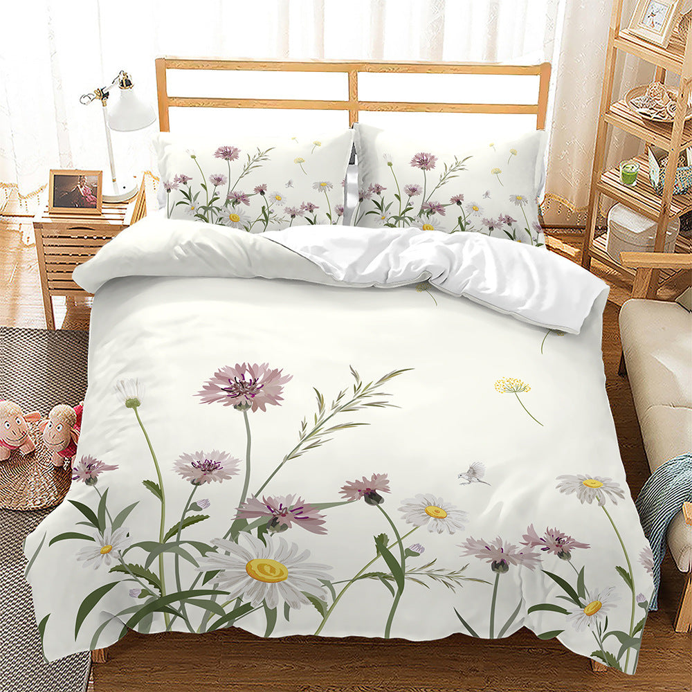 KTX-230483 Reed Dandelion Cartoon Bedding Set, Soft 90g Brushed Polyester, Available in Multiple Sizes