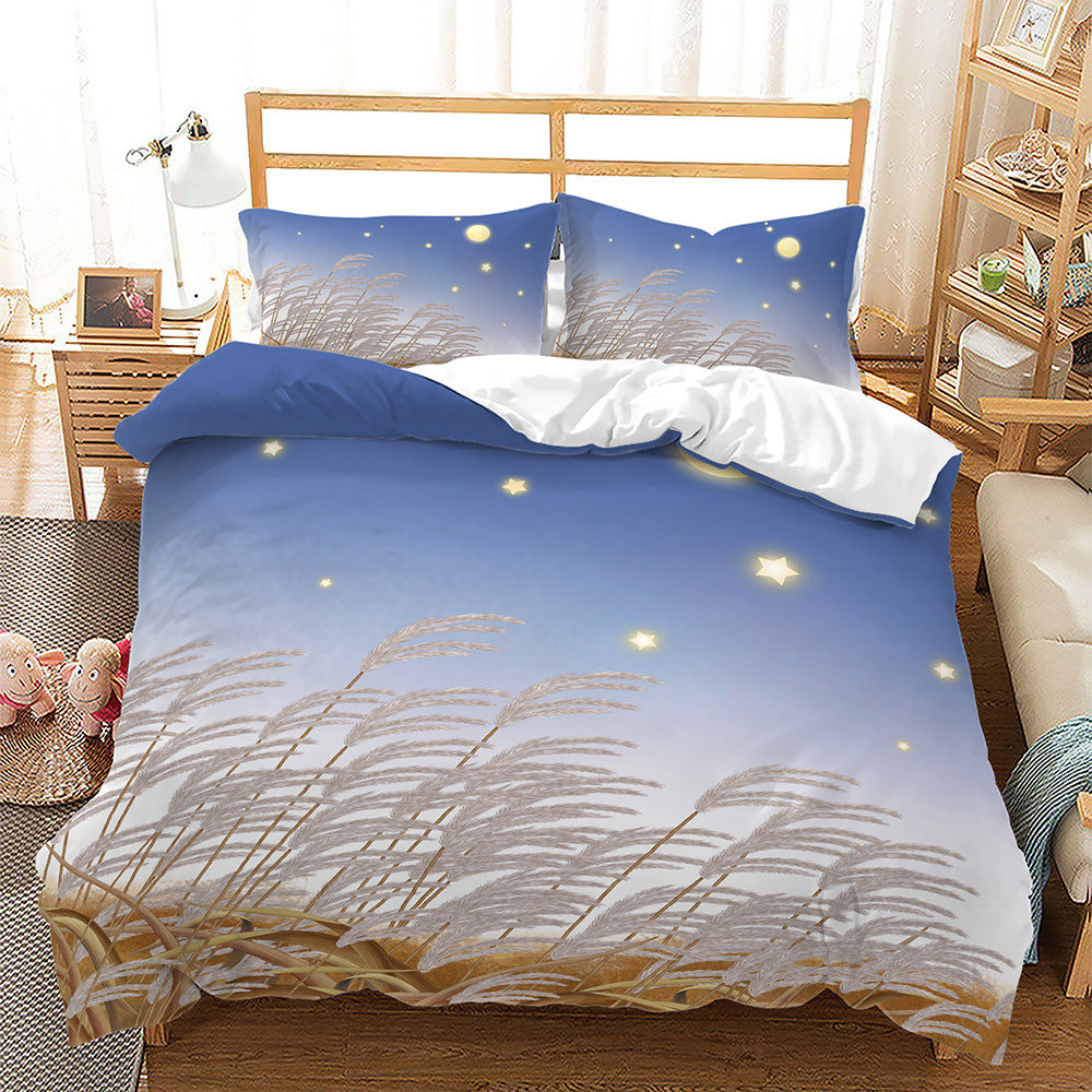 KTX-230483 Reed Dandelion Cartoon Bedding Set, Soft 90g Brushed Polyester, Available in Multiple Sizes