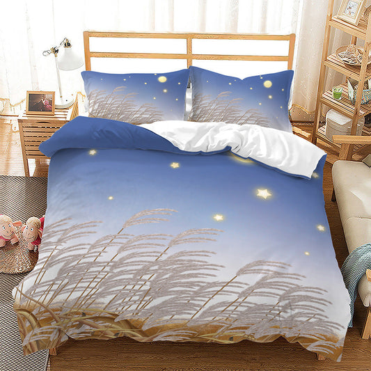 KTX-230483 Reed Dandelion Cartoon Bedding Set, Soft 90g Brushed Polyester, Available in Multiple Sizes