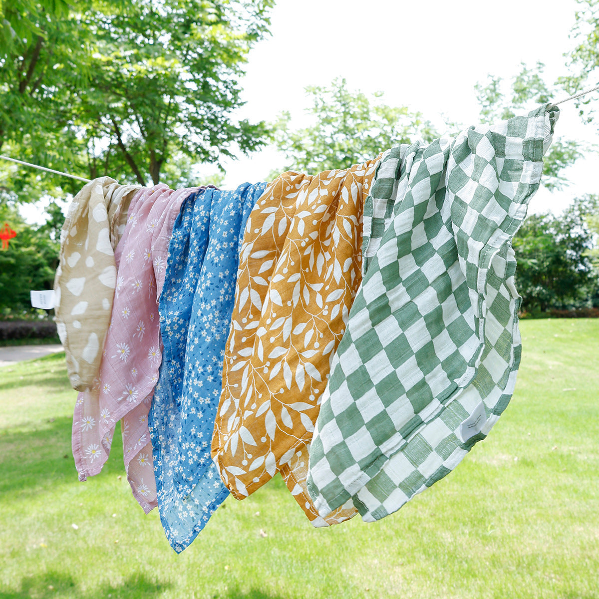 KTX-230739 Soft Cotton Gauze Saliva Towels for Babies - Sets of 5 in Various Patterns