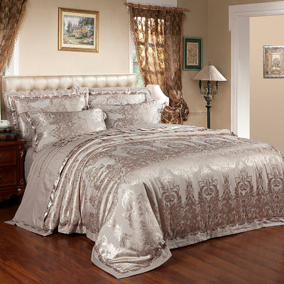 KTX-231251 Luxury Ice Silk Jacquard Linen and Cotton Bedding Set in Various Colors - 4 Piece Collection