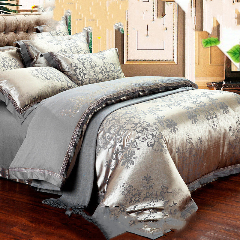 KTX-231251 Luxury Ice Silk Jacquard Linen and Cotton Bedding Set in Various Colors - 4 Piece Collection